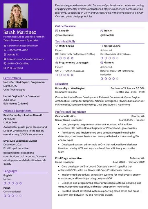 Balanced template preview