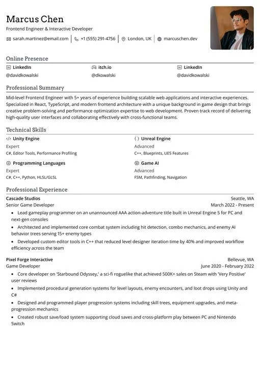 Minimal template preview